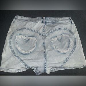 Fashion Nova Light Blue Jean Shorts with Heart Design - 14 Plus - Used, like new